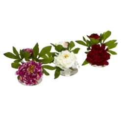 6" Assorted Peony In Glass Vase Set, 3ct. -Michaels Shop D292684S 1 1