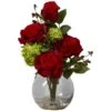 14" Red Rose & Hydrangea Floral Arrangement 1 14" Red Rose & Hydrangea Floral Arrangement -Michaels Shop D292708S 1