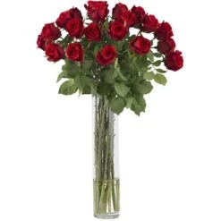 2.5ft. Red Rosebud Floral Arrangement With Cylinder Vase