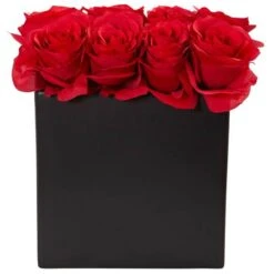 9" Red Roses Floral Arrangement In Black Vase -Michaels Shop D292725S 1 1