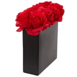 9" Red Roses Floral Arrangement In Black Vase -Michaels Shop D292725S 2