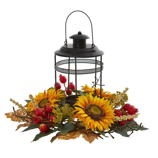 18" Sunflower Berry Candelabrum Centerpiece 3 18" Sunflower Berry Candelabrum Centerpiece