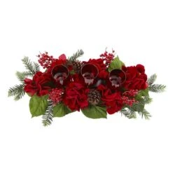 4" Triple Red Hydrangea Candelabrum Centerpiece -Michaels Shop D292748S 12