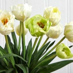 20" White Tulip Floral Arrangement In Clear Vase 11 20" White Tulip Floral Arrangement In Clear Vase -Michaels Shop D292753S 14