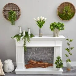 22" White Dutch Tulip Arrangement In Gold Trim Stoneware Vase -Michaels Shop D292775S 4