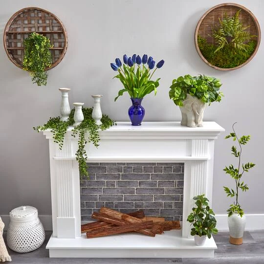 22" Blue Dutch Tulip Arrangement In Blue Vase 7 22" Blue Dutch Tulip Arrangement In Blue Vase - Image 5