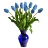 22" Light Blue Dutch Tulip Arrangement In Blue Vase 2 22" Light Blue Dutch Tulip Arrangement In Blue Vase -Michaels Shop D292789S 1