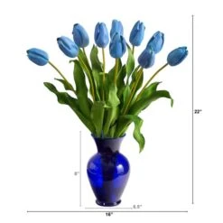 22" Light Blue Dutch Tulip Arrangement In Blue Vase -Michaels Shop D292789S 2