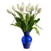 22" White Dutch Tulip Arrangement In Blue Vase -Michaels Shop D292795S 1