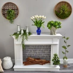 22" White Dutch Tulip Arrangement In Blue Vase -Michaels Shop D292795S 4