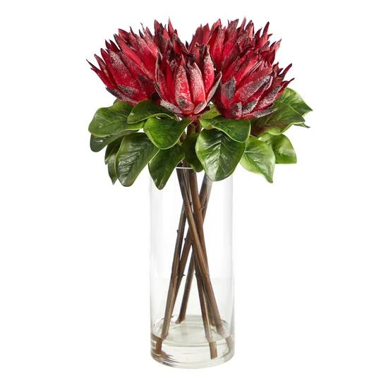 22" King Protea Floral Arrangement In Glass Vase 4 22" King Protea Floral Arrangement In Glass Vase - Image 2