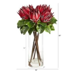 22" King Protea Floral Arrangement In Glass Vase 9 22" King Protea Floral Arrangement In Glass Vase -Michaels Shop D292799S 2