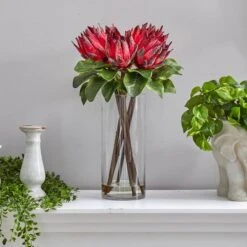 22" King Protea Floral Arrangement In Glass Vase 10 22" King Protea Floral Arrangement In Glass Vase -Michaels Shop D292799S 3