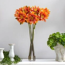 2.5ft. Coral Lotus Arrangement In Cylinder Vase -Michaels Shop D292808S 3