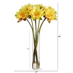 2.5ft. Yellow Lotus Arrangement In Cylinder Vase -Michaels Shop D292815S 2