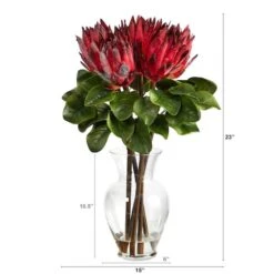 23" Red King Protea Arrangement In Glass Vase 11 23" Red King Protea Arrangement In Glass Vase -Michaels Shop D292824S 2