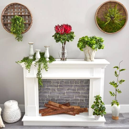 23" Red King Protea Arrangement In Glass Vase 9 23" Red King Protea Arrangement In Glass Vase - Image 7