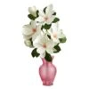 24" White Japanese Magnolia Arrangement In Rose Vase -Michaels Shop D292829S 1