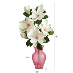 24" White Japanese Magnolia Arrangement In Rose Vase -Michaels Shop D292829S 2