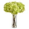 18" Green Hydrangea Arrangement In Glass Vase -Michaels Shop D292833S 1