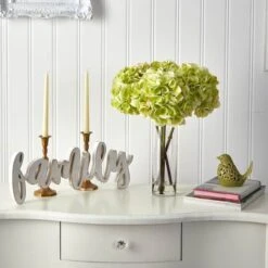 18" Green Hydrangea Arrangement In Glass Vase -Michaels Shop D292833S 3