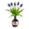 22" Blue Dutch Tulip Arrangement In Blue & Gold Designer Vase 1 22" Blue Dutch Tulip Arrangement In Blue & Gold Designer Vase -Michaels Shop D292838S 1