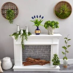 22" Blue Dutch Tulip Arrangement In Blue & Gold Designer Vase -Michaels Shop D292838S 4