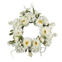 20" White Peony & Hydrangea Wreath -Michaels Shop D293310S 1 1