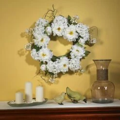 20" White Peony & Hydrangea Wreath -Michaels Shop D293310S 2