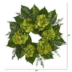 24" Green Hydrangea & Eucalyptus Leaf Wreath 8 24" Green Hydrangea & Eucalyptus Leaf Wreath -Michaels Shop D293340S 2