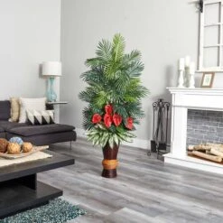 5ft. Areca & Mixed Greens Plant In Bamboo Planter 8 5ft. Areca & Mixed Greens Plant In Bamboo Planter -Michaels Shop D293824S 12