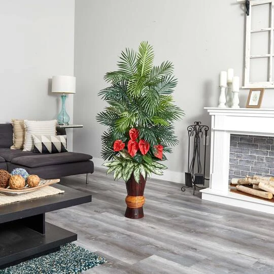 5ft. Areca & Mixed Greens Plant In Bamboo Planter 5 5ft. Areca & Mixed Greens Plant In Bamboo Planter - Image 3