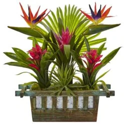 19" Bird Of Paradise & Bromeliad In Wooden Planter 5 19" Bird Of Paradise & Bromeliad In Wooden Planter -Michaels Shop D293833S 1 1