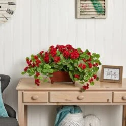 15'' Geranium In Wooden Planter -Michaels Shop D293885S 12