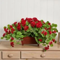 15'' Geranium In Wooden Planter -Michaels Shop D293885S 13