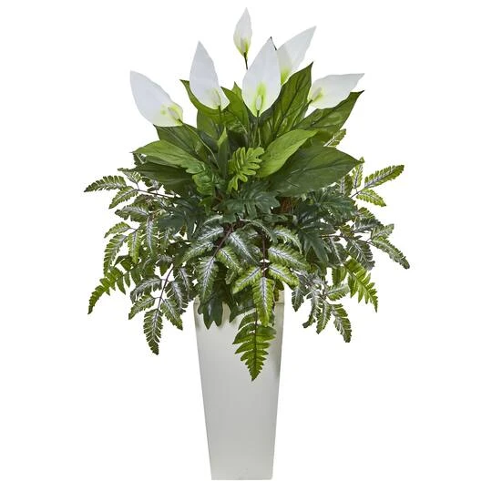 3ft. Mixed Peace Lily In White Tower Vase 4 3ft. Mixed Peace Lily In White Tower Vase - Image 2