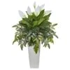 3ft. Mixed Peace Lily In White Tower Vase