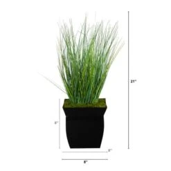 21" Onion Grass Plant In Black Metal Planter -Michaels Shop D294049S 2