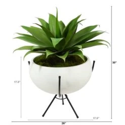 2.5ft. Agave Plant In White Planter With Metal Stand -Michaels Shop D294094S 2