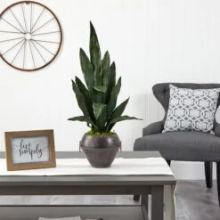 2.5ft. Snake Plant In Decorative Metal Bowl -Michaels Shop D294099S 3