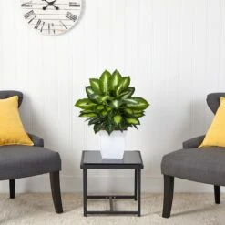 2ft. Golden Dumb Cane In Decorative White Metal Planter -Michaels Shop D294158S 3