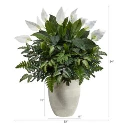 3ft. Mixed Peace Lily Plant In Decorative White Planter -Michaels Shop D294163S 2