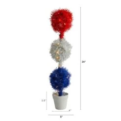 2ft. Red, White & Blue Americana Topiary Plant With 35 Warm LED Lights -Michaels Shop D294215S 12