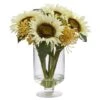13" Sunflower & Sedum Arrangement In Footed Vase -Michaels Shop D322936S 1