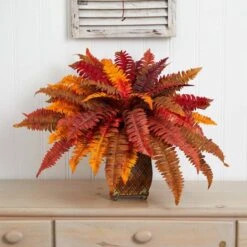 18" Autumn Boston Fern In Metal Planter -Michaels Shop D323595S 13