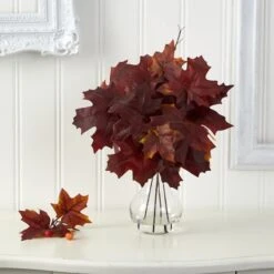 10" Autumn Maple Leaf Plant In Glass Planter -Michaels Shop D323932S 3