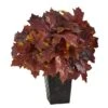 18" Burgundy Autumn Maple Leaf Plant In Embossed Black Planter -Michaels Shop D323938S 1