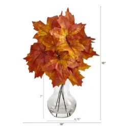 10" Autumn Maple Leaf Arrangement In Glass Vase -Michaels Shop D323943S 2
