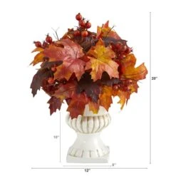 20" Autumn Maple Leaf & Berries Plant In White Urn -Michaels Shop D323945S 2