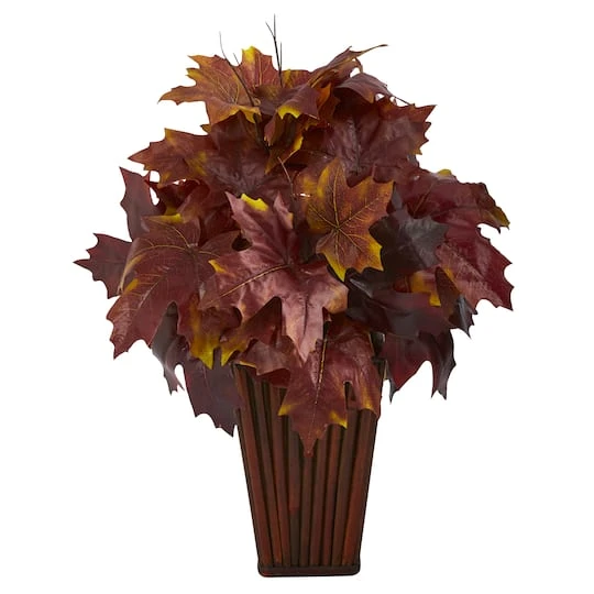 19" Autumn Maple Leaf Plant In Decorative Planter 3 19" Autumn Maple Leaf Plant In Decorative Planter